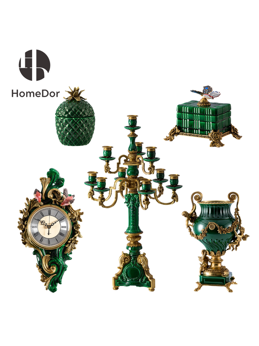 HomeDor Luxe Emerald Green & Gilded Decor Set II