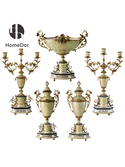 Conjunto de decoración dorada con motivos florales de inspiración barroca de lujo HomeDor