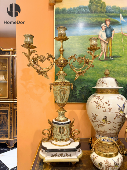 Conjunto de decoración dorada con motivos florales de inspiración barroca de lujo HomeDor