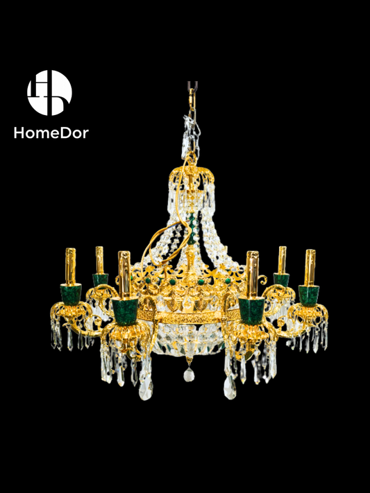 HomeDor Luxury French Malachite Accent Crystal Chandelier