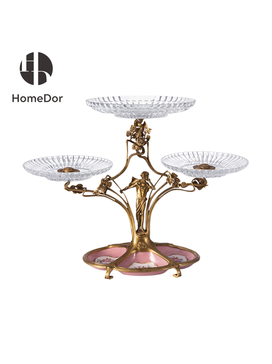 HomeDor Opulent Gilded Angel Crystal Serving Set