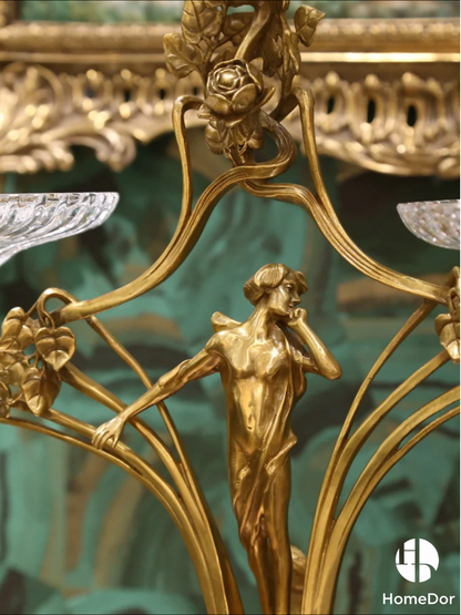 HomeDor Opulent Gilded Angel Crystal Serving Set