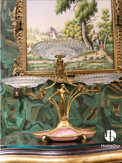 HomeDor Opulent Gilded Angel Crystal Serving Set