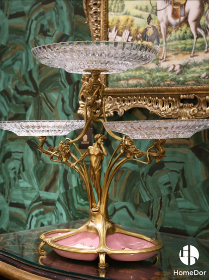 HomeDor Opulent Gilded Angel Crystal Serving Set