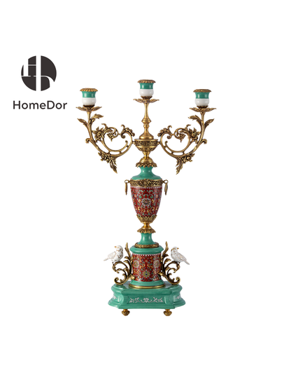 HomeDor Opulent Turquoise Vibrant Motif Golden Decor Set