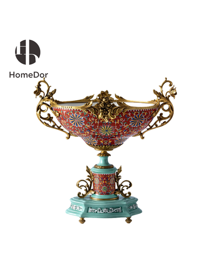 HomeDor Opulent Turquoise Vibrant Motif Golden Decor Set
