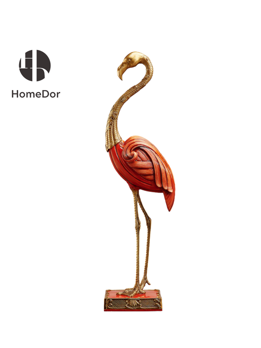 HomeDor Opulent Upright Flamingo Statement Sculpture