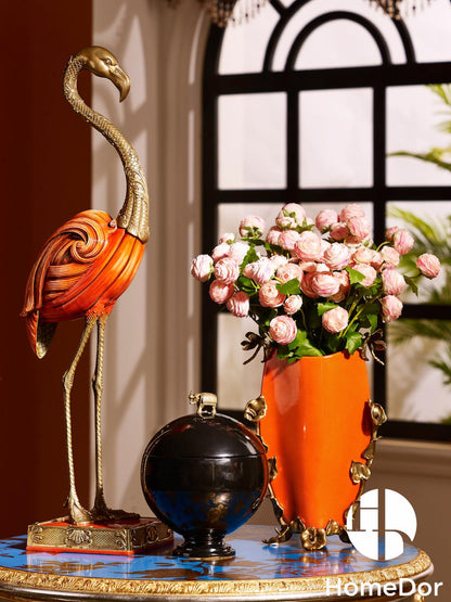 HomeDor Opulent Upright Flamingo Statement Sculpture