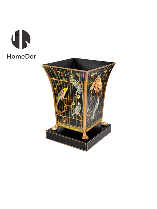HomeDor Ornate Birdcage Print Decorative Planter