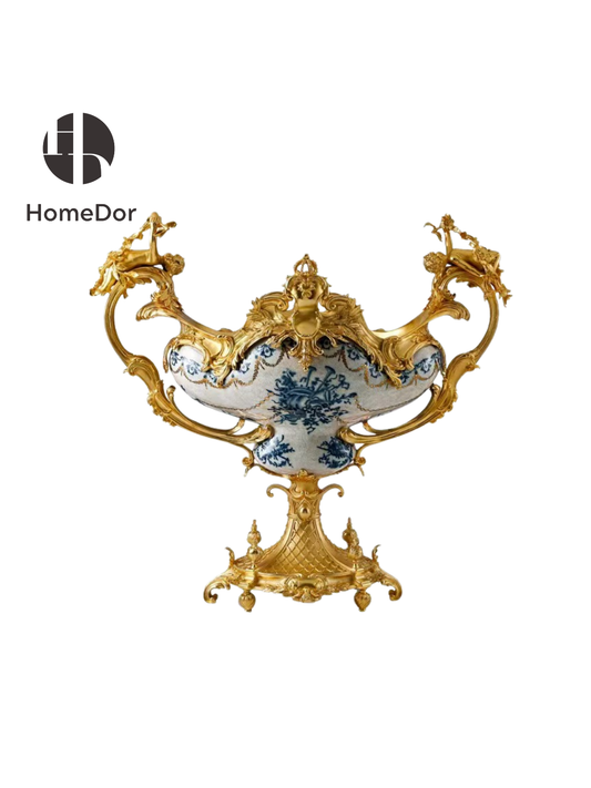 HomeDor Ornate Four-Bellied Deep Decorative Vessel