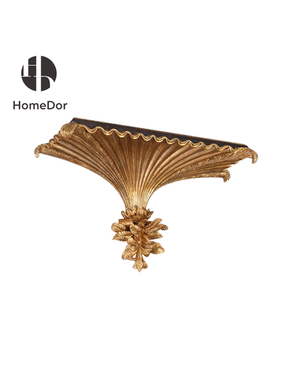 Estante de pared con abanico de concha dorada estilo palacio HomeDor