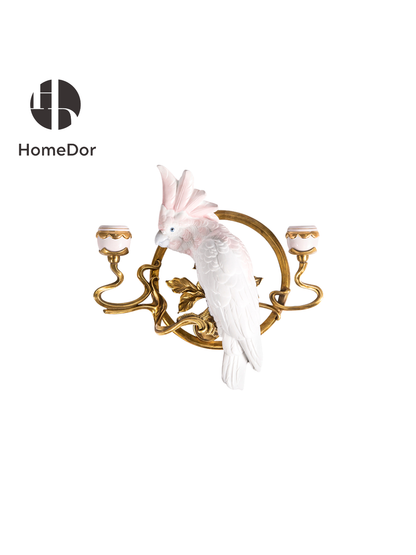 HomeDor Pink Cockatoo Wall-Mounted Candle Holder