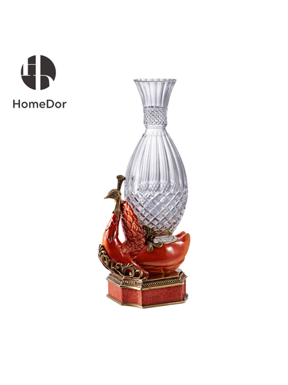 Jarrón decorativo de cristal pavo real de la colección Praga de HomeDor
