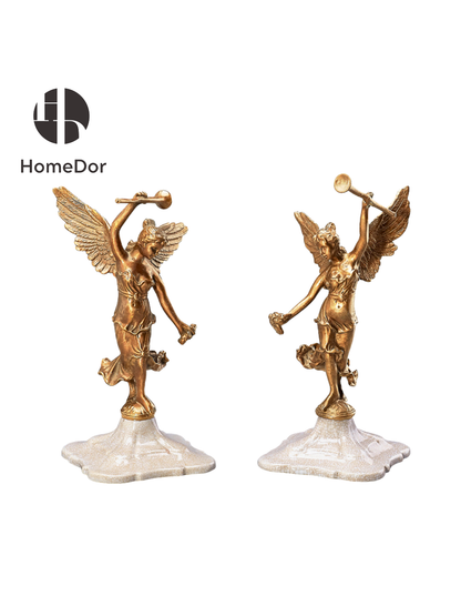 HomeDor Refined Dancing Angel Trumpeter Figurine Pair