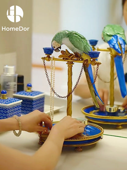 HomeDor × FH&amp;Home | Candelabro y bandeja de postres con diseño de loro retro glamuroso