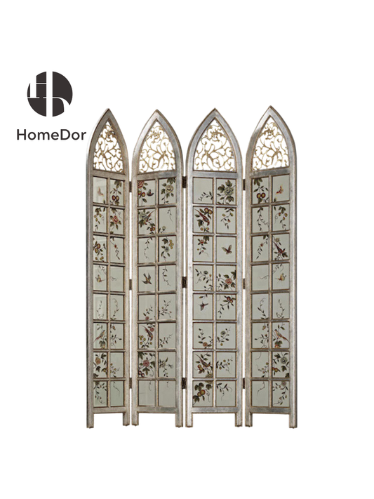 HomeDor Romantic Gothic Arch Ornate Cutout Floral Room Divider
