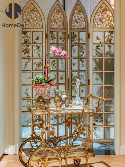 HomeDor Romantic Gothic Arch Ornate Cutout Floral Room Divider