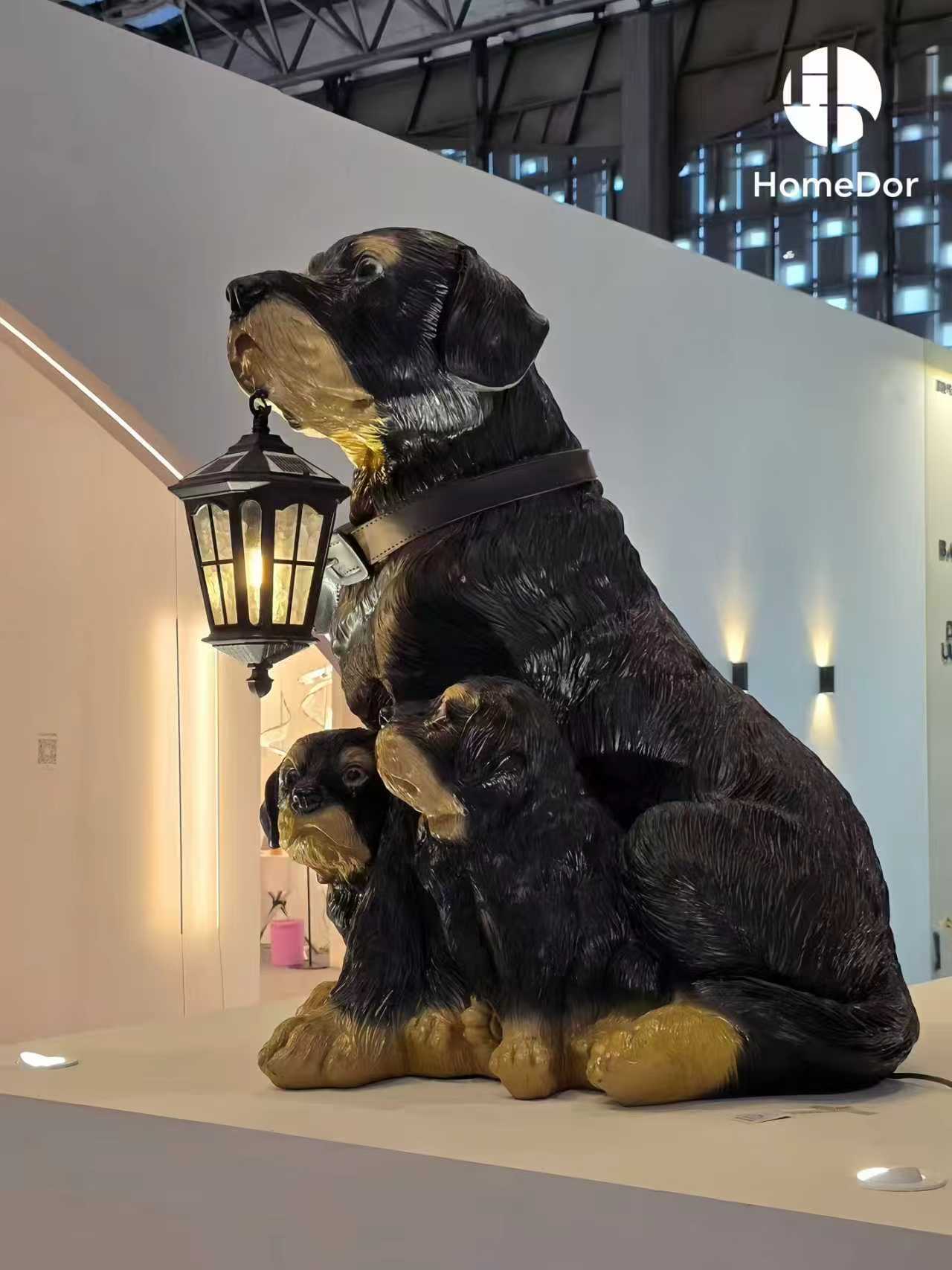 HomeDor Rottweiler Sculpture Brass Floor Lamp