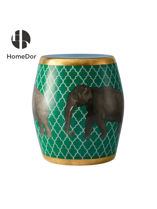 HomeDor Safari Elephant & Zebra Motif Porcelain Garden Stool