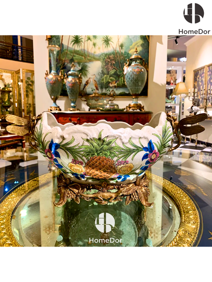 HomeDor Tropical Rainforest Pineapple Hand-Painted Tabletop Decor Set