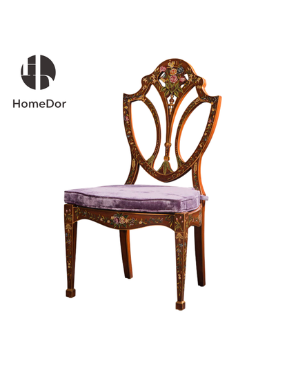 HomeDor Vermilion Tapestry Series Floral Openwork Accent Chair