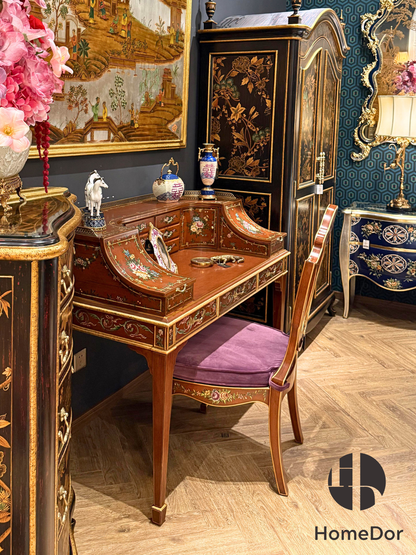 HomeDor Vermilion Tapestry Series Floral Openwork Accent Chair