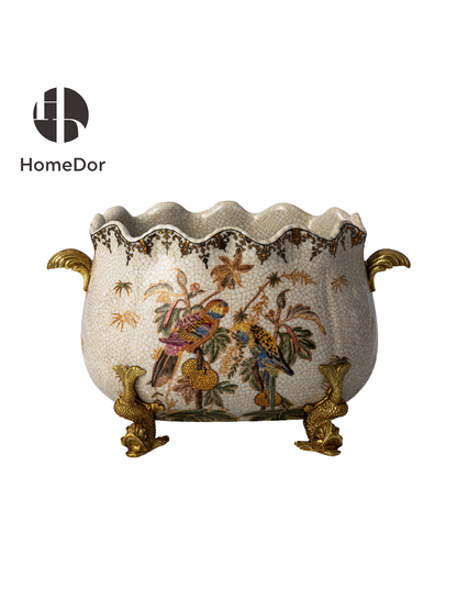 HomeDor Vintage Bird & Botanical Gilded Decor Set