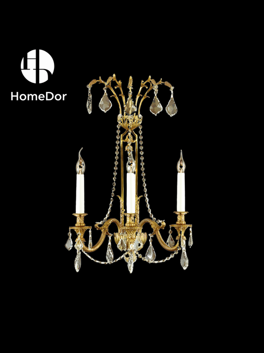 HomeDor Vintage Crystal 3-Light Wall Sconce