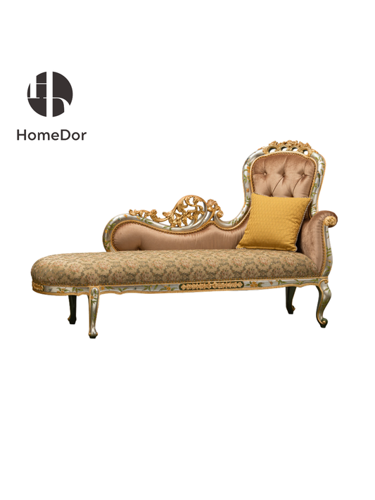 HomeDor Vintage Earth Tone Floral Upholstered Chaise Longue