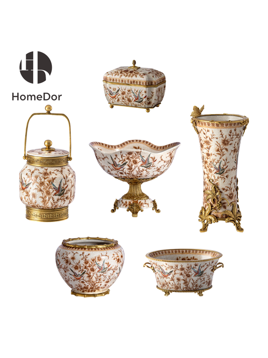 HomeDor Vintage Exquisite Avian Crackle Decor Set