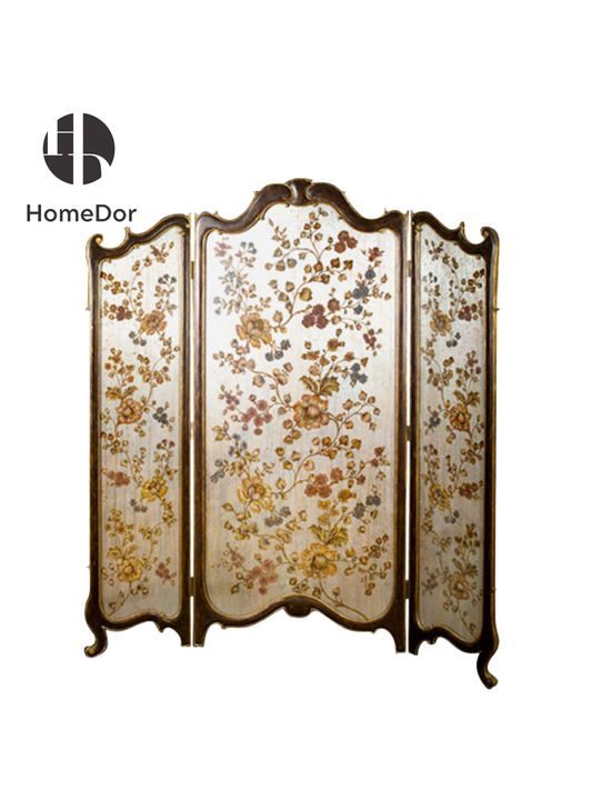 HomeDor Vintage French Floral 3-Panel Room Divider