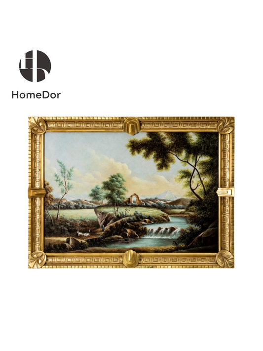 HomeDor Vintage Pastoral Landscape Gilt Frame Wall Art