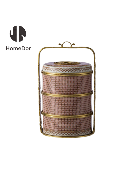 HomeDor Vintage Pink & Gold Blush Pattern Gilded Decor Set