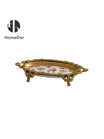 HomeDor Exquisite Golden Floral Crackle Decor Set I