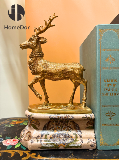 HomeDor Vintage Regal Gilded Stag Bookend