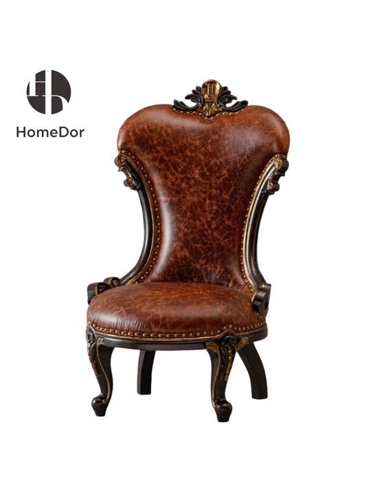 HomeDor Vintage Style Brown Leather Parlour Chair