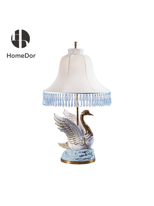 HomeDor Whimsical White Swan Accent Table Lamp