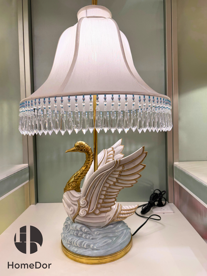 HomeDor Whimsical White Swan Accent Table Lamp