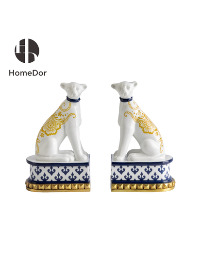 HomeDor White Sitting Cheetah Bookend