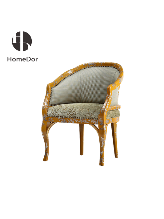 HomeDor × FH&Home |  Imperial Yellow Series Bamboo-inspired Accent Armchair