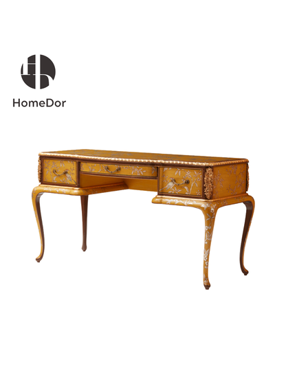 Imperial Yellow Chinoiserie Vanity Desk / Writing Desk