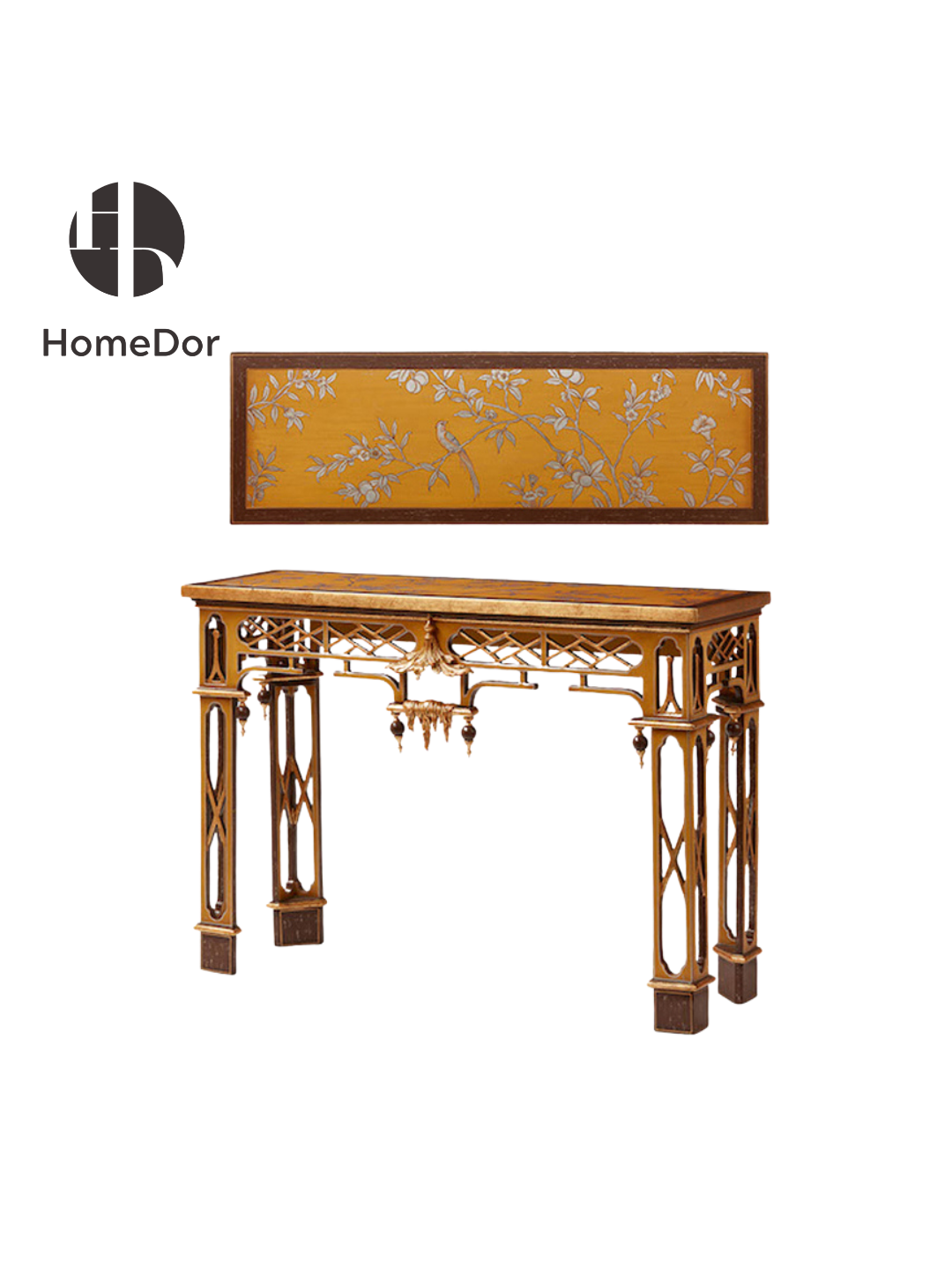 HomeDor × FH&Home | Imperial Yellow Series Openwork Carved Accent Console