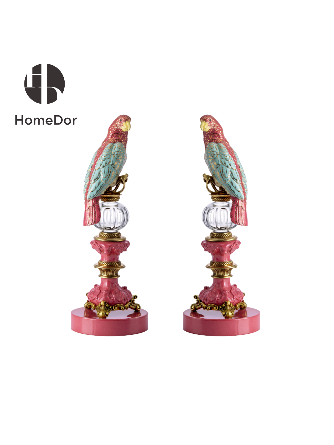HomeDor × FH&Home | Rococo Inspired Vibrant Pink Parrot Table Decor