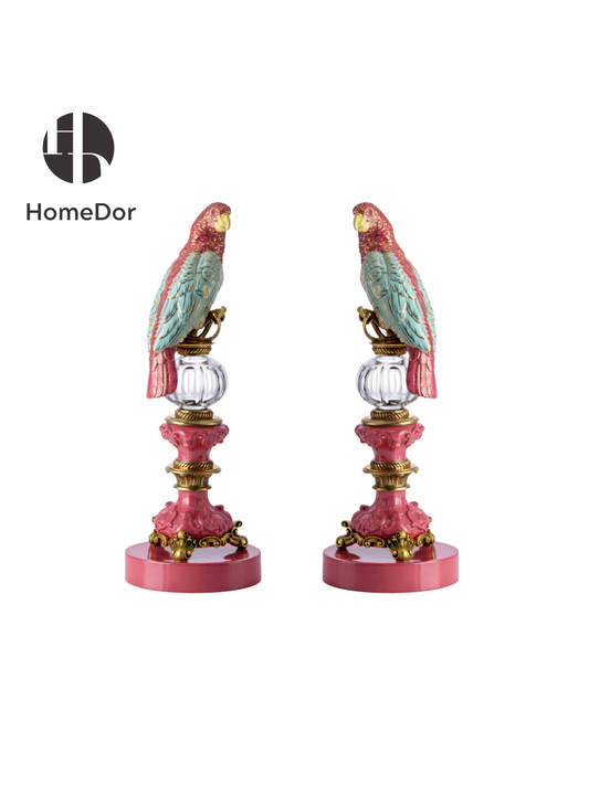 HomeDor × FH&Home | Rococo Inspired Vibrant Pink Parrot Table Decor