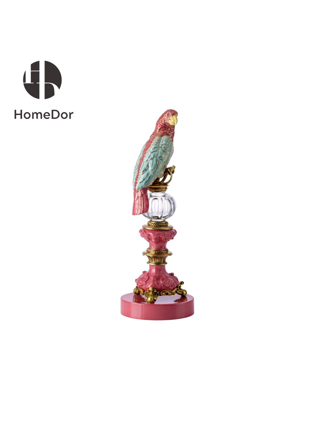 HomeDor × FH&Home | Rococo Inspired Vibrant Pink Parrot Table Decor