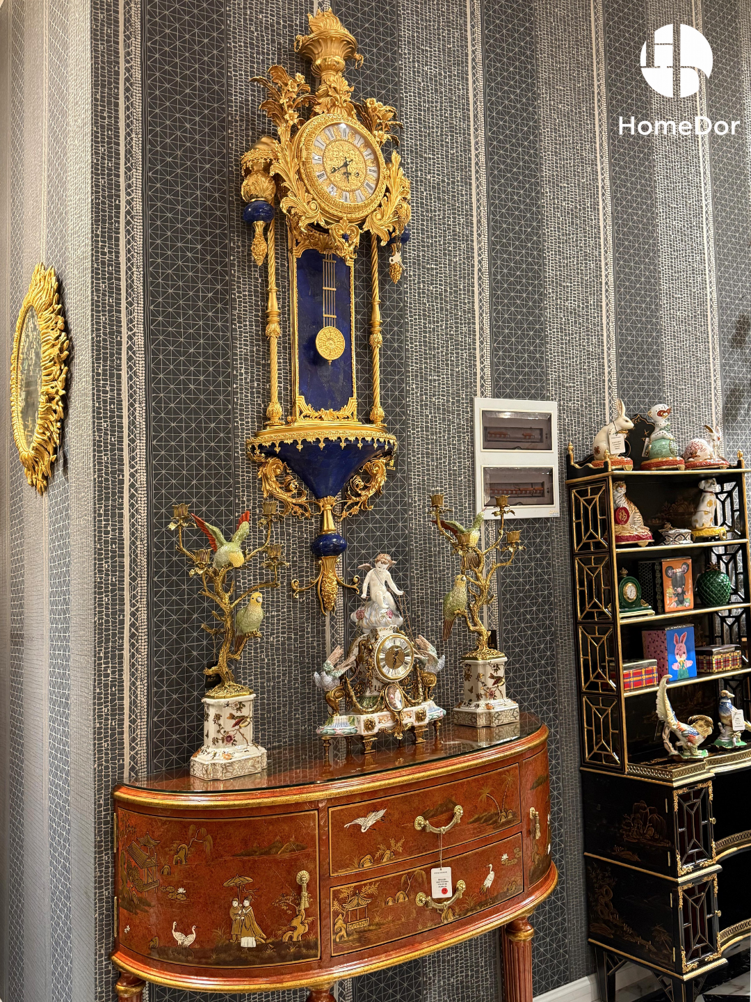 HomeDor × FH&Home | Romantic Cherub & Bird Accent Mantel Clock Set