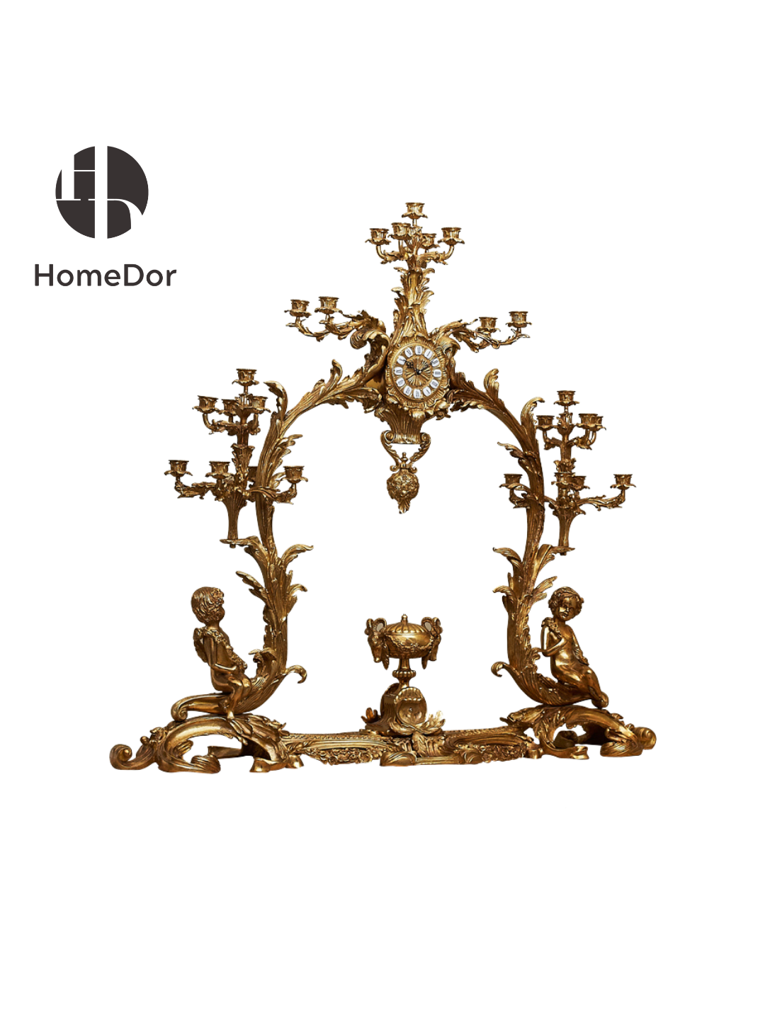 HomeDor × FH&Home | Royal Rococo Golden Candelabra Clock Set Collector's Piece