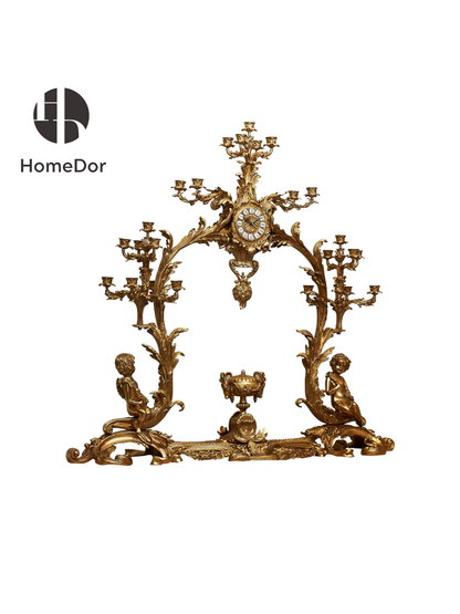 HomeDor × FH&Home | Royal Rococo Golden Candelabra Clock Set Collector's Piece