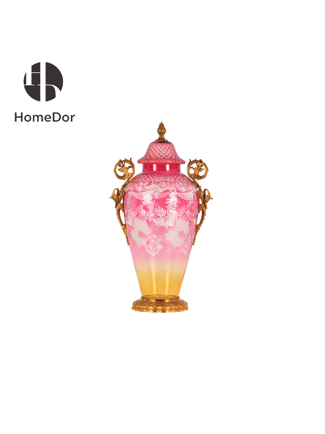 HomeDor × FH&Home | Aurora Glass Pink Etched Floral Set