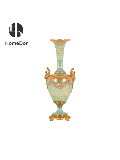 HomeDor × FH&Home | Mint Green Baroque Copper-Cast Glass Engraved Table Decor Set